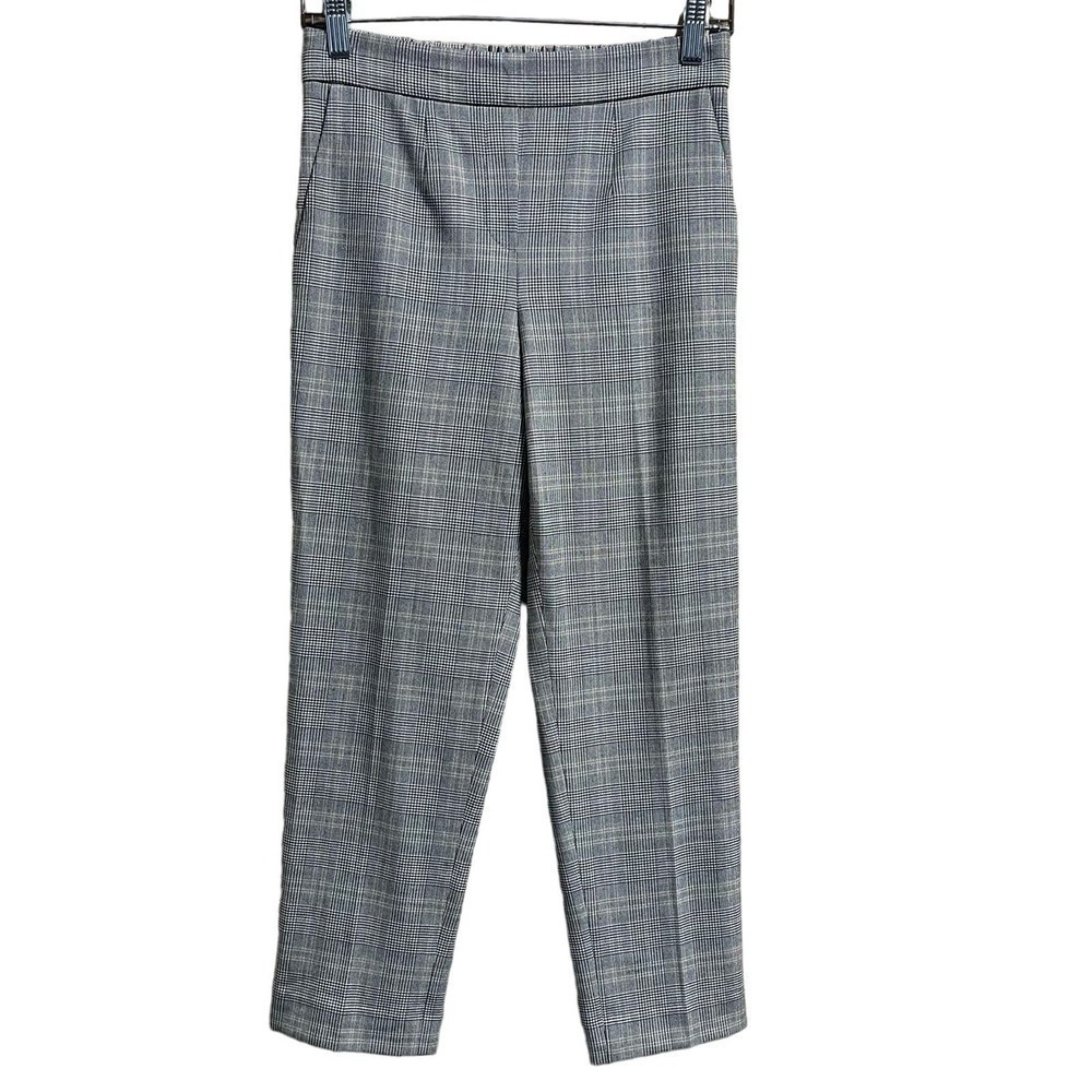 Babaton Aritzia Conan Plaid Dress Pants Pull On Crop Elastic Waist Women's Sz 2